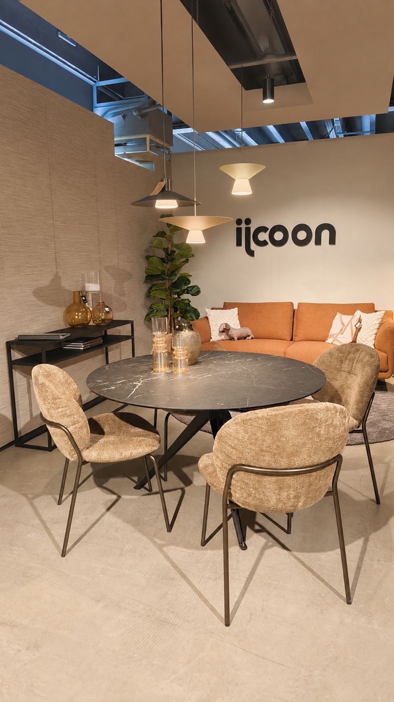 Eettafel en stoelen in de meubelzaak in Weert